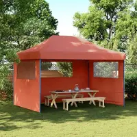 Prolenta Maison Exclusive - Opvouwbare partytent met pop-up systeem en 3 zijpanelen, kleur terracotta