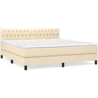 vidaXL Boxspring met matras stof crèmekleurig 180x200 cm