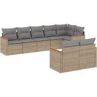 vidaXL 8-delige Loungeset met kussens poly rattan gemengd beige