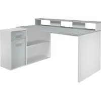 Ebuy24 GamerBüro bureau gamer 1 deur, 1 lade, 2 open vakken wit , grijs.