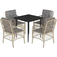 vidaXL 5-delige Tuinset met kussens poly rattan gemengd beige
