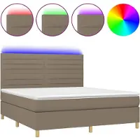 vidaXL Boxspring met matras en LED stof taupe 180x200 cm