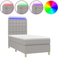 Syfax Boxspring met matras en LED stof lichtgrijs 90x190 cm