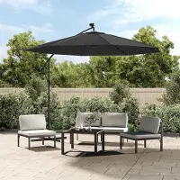 Prolenta Maison Exclusive - Tuinparasol met LED-verlichting en stalen mast, 300 cm, antraciet