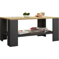 VCM Dalus salontafel 1 plank antraciet, eik decor.