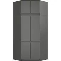 Akord Hoekkledingkast S100 met Opzetstuk / Furniture Factory / Grafietgrijs / 100 x 235 x 50 cm