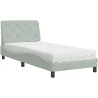 vidaXL Bed met matras fluweel lichtgrijs 90x190 cm