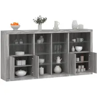 vidaXL Dressoir met LED-verlichting 202x37x100 cm grijs sonoma eiken