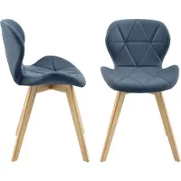 En.casa Eetkamerstoel 'Älmhult', set van 2, 78x47x52 cm, kunstleer, blauw