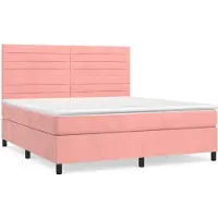 vidaXL Boxspring met matras fluweel roze 160x200 cm