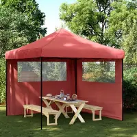Prolenta Maison Exclusive - Opvouwbare partytent met pop-up systeem en 2 zijpanelen, bordeauxrood