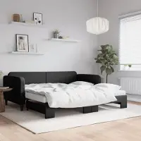Prolenta Maison Exclusive - Uittrekbaar dagbed met matrassen, zwart, 100x200 cm, stof