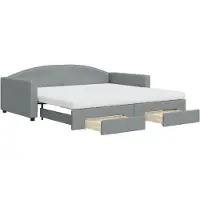 vidaXL Slaapbank onderschuifbed en lades 100x200 cm stof lichtgrijs