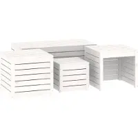 vidaXL 4-delige Tuinboxset massief grenenhout wit