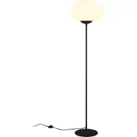 TRIO Vloerlamp Fomento Ø 40cm - zwart met wit glas