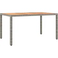 Syfax Tuintafel met houten blad poly ratten en acaciahout grijs