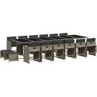 vidaXL 17-delige tuinset met kussens, grijs, polyrotan