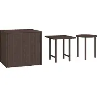 vidaXL Tuinbijzettafels 3 st poly rattan bruin