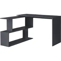 En.casa Bureau met plank, hoekbureau, kantoorbureau, L-vormig bureau, werkplek, hoekbureau, spaanplaat, donkergrijs []