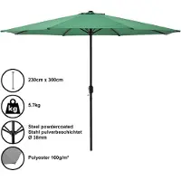 Casa.pro Tuin parasol stokparasol 300x230 cm groen