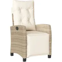 Syfax Tuinstoel verstelbaar met voetensteun poly rattan beige