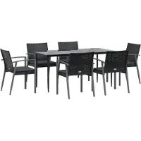 vidaXL 7-delige Tuinset met kussens poly rattan en staal