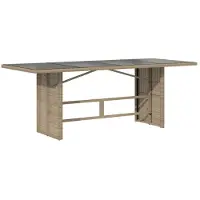 Syfax Tuintafel met glazen blad 190x80x75 cm poly rattan beige