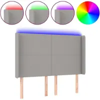 vidaXL Hoofdbord LED 147x16x118/128 cm stof lichtgrijs