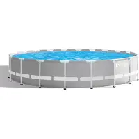 Intex Prism Ø 549x122 Cm Steel Round Frame Above Ground Pool Grijs 24311 Liters