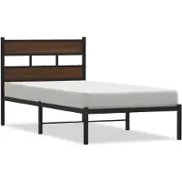 vidaXL Bedframe met hoofdbord zonder matras bruin eiken 100x190 cm