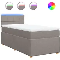 vidaXL Boxspring met matras stof taupe 90x200 cm