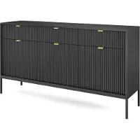 Selsey Dressoir Louis 3 deurs 3 lades | spaanplaat zwart 154x83x39 cm dressoirs | NADUVI