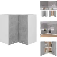 vidaXL Hoekwandkast, betonkleur, 57x57x60 cm, houtvezel - Keukenmeubels
