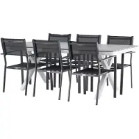 Ebuy24 Garcia tuinmeubelset tafel 100x200cm grijs, 6 stoelen Copacabana zwart.