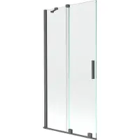 Mexen Velar badwand tweeledig schuifbaar 95 x 150 , transparant, geborsteld gun gray - 896-095-000-01-66