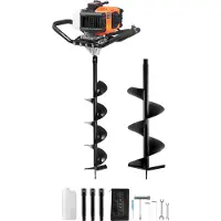 Vevor 52CC 1450W benzine grondboor met 6-inch en 10-inch kernboren en 3 verlengstangen