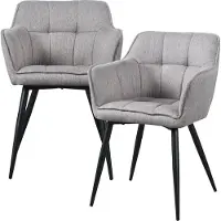En.casa Eetkamerstoelen 'Birmingham', set van 2 met armleuningen, bekleed met textiel, grijs