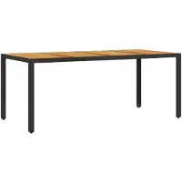 Syfax Tuintafel met acaciahouten blad 190x90x75 cm poly rattan zwart