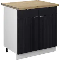 Vicco Fame-Line Keukenonderkast – 80 cm, WB Eik Zwart gestreept