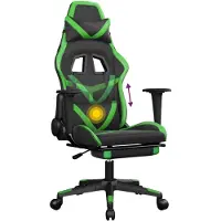 vidaXL Massage gamestoel met voetensteun kunstleer zwart en groen