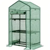 Floordirekt Bloom Kas - Weerbestendige Kas met Robuust Stalen Frame - Compact Plantenhuis - met 3 Opbergniveaus - 49 x 69 x 127 cm