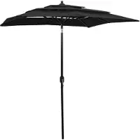 Syfax Parasol 3-laags met aluminium paal 2x2 m zwart
