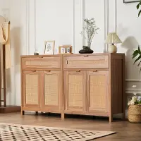 Vevor Rotan kast Rotan ladekast 2-delige opbergkast met 4 magnetische deuren en 2 lades