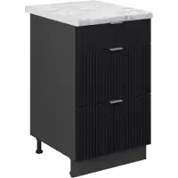 Vicco Keukenonderkast Fame-Line, Zwart gestreept/Antraciet, 50 cm, WB Marmer