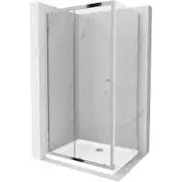 Mexen Apia schuifdouchecabine 140 x 90 , transparant, chroom + Flat douchebak - 840-140-090-01-00-4010