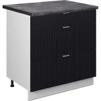 Vicco Fame-Line Keukenonderkast – 80 cm met 3 laden, WB Antraciet Zwart gestreept