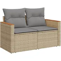 Syfax Tuinbank 2-zits met kussens poly rattan beige