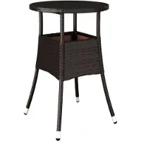 Syfax Tuintafel Ø60x75 cm gehard glas en poly rattan bruin