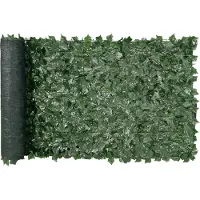 Vevor Privacy Fence 99x249cm Kunstmatige groene privacy klimop schutting met gaas achterkant en versterkte verbinding Kunstmatige hagen met wijnbladeren als decoratie voor tuin en erf
