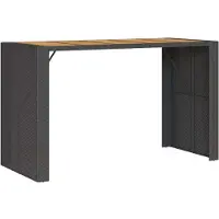 vidaXL Tuinbartafel acaciahouten blad 185x80x110 cm poly rattan zwart